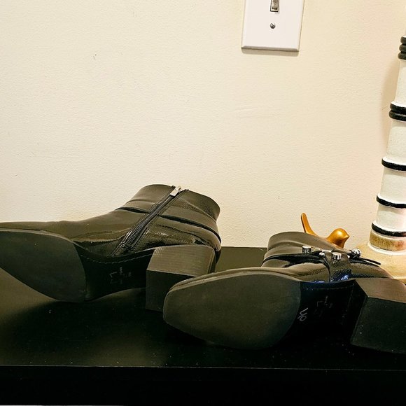 Black Patent Leather Ankle Boots - Picture 3 of 6